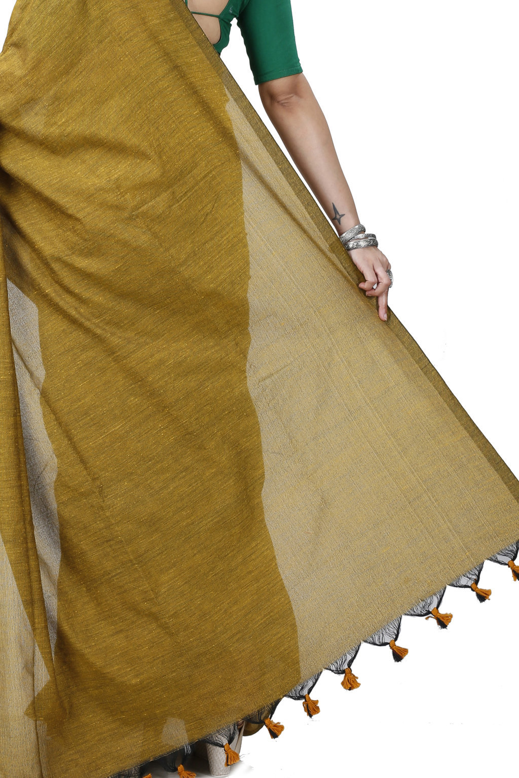 Brown Pure Cotton ThanKhadi Hand Loom Saree (5236)